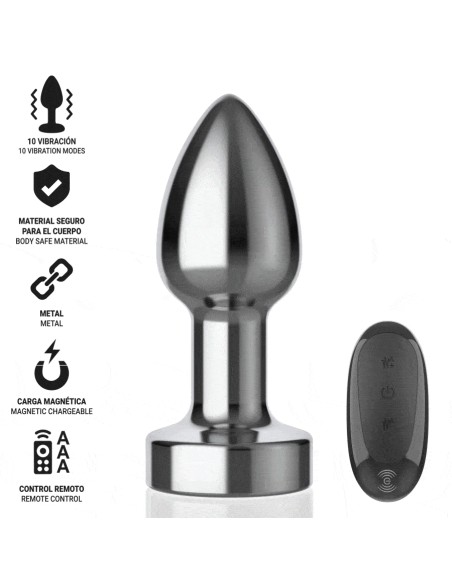 INTENSE PLUG ANAL 10 VIBRACIONES METAL CON CONTROL REMOTO S