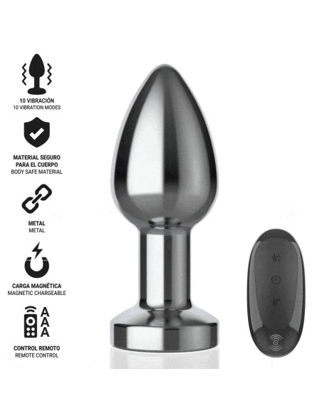 INTENSE PLUG ANAL 10 VIBRACIONES METAL CON CONTROL REMOTO M