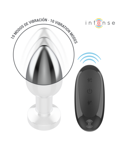 INTENSE PLUG ANAL 10 VIBRACIONES METAL CON CONTROL REMOTO M