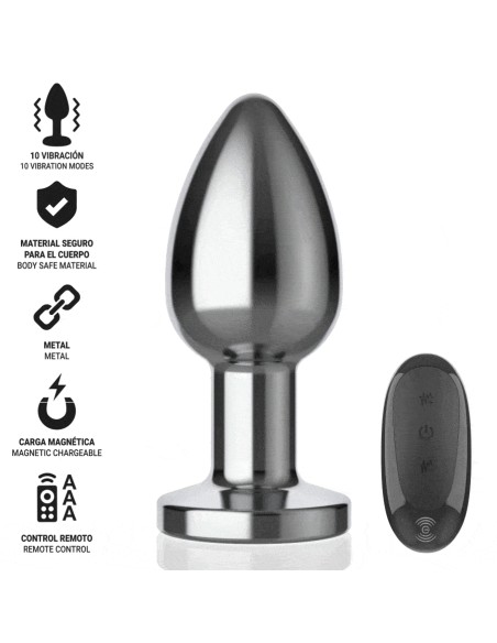 INTENSE PLUG ANAL 10 VIBRACIONES METAL CON CONTROL REMOTO L