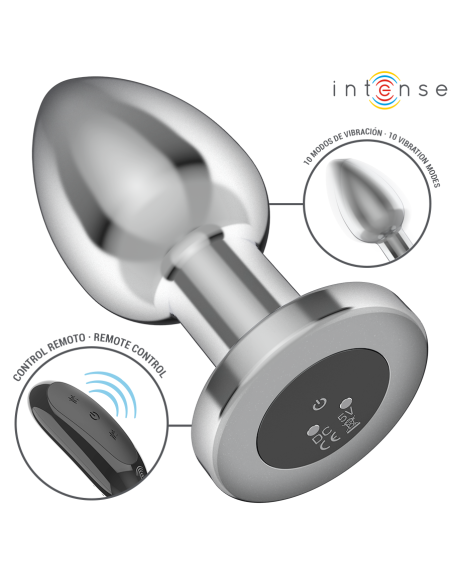 INTENSE PLUG ANAL 10 VIBRACIONES METAL CON CONTROL REMOTO L