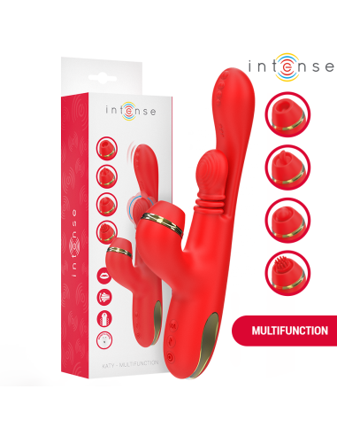 INTENSE KATY ESTIMULADOR CLATORIS MULTIFUNCIAN 4 CABEZALES INTERCAMBIABLES ROJO