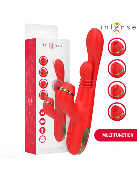 INTENSE KATY ESTIMULADOR CLATORIS MULTIFUNCIAN 4 CABEZALES INTERCAMBIABLES ROJO