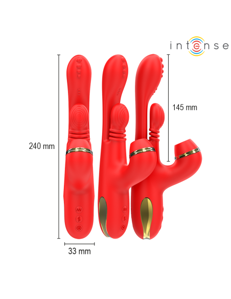 INTENSE KATY ESTIMULADOR CLATORIS MULTIFUNCIAN 4 CABEZALES INTERCAMBIABLES ROJO
