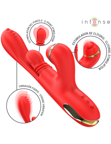 INTENSE KATY ESTIMULADOR CLATORIS MULTIFUNCIAN 4 CABEZALES INTERCAMBIABLES ROJO
