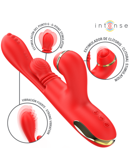 INTENSE KATY ESTIMULADOR CLATORIS MULTIFUNCIAN 4 CABEZALES INTERCAMBIABLES ROJO