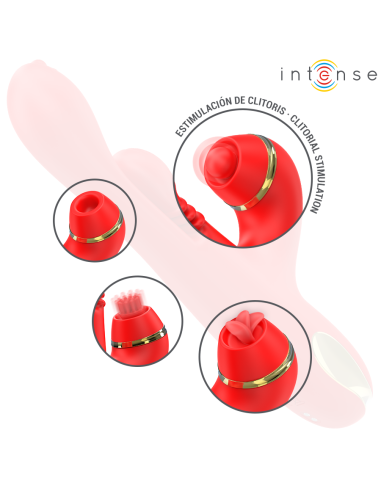 INTENSE KATY ESTIMULADOR CLATORIS MULTIFUNCIAN 4 CABEZALES INTERCAMBIABLES ROJO