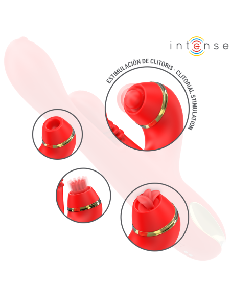 INTENSE KATY ESTIMULADOR CLATORIS MULTIFUNCIAN 4 CABEZALES INTERCAMBIABLES ROJO