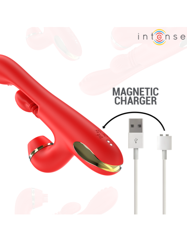 INTENSE KATY ESTIMULADOR CLATORIS MULTIFUNCIAN 4 CABEZALES INTERCAMBIABLES ROJO
