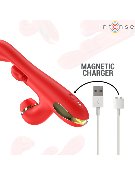 INTENSE KATY ESTIMULADOR CLATORIS MULTIFUNCIAN 4 CABEZALES INTERCAMBIABLES ROJO