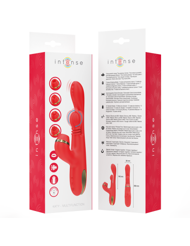 INTENSE KATY ESTIMULADOR CLATORIS MULTIFUNCIAN 4 CABEZALES INTERCAMBIABLES ROJO