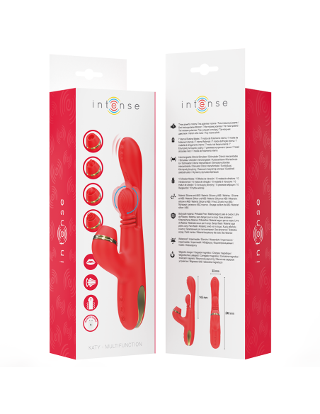 INTENSE KATY ESTIMULADOR CLATORIS MULTIFUNCIAN 4 CABEZALES INTERCAMBIABLES ROJO