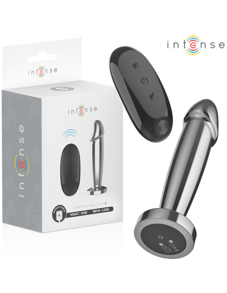 INTENSE PLUG ANAL 10 VIBRACIONES METAL EN FORMA DE DILDO CON CONTROL REMOTO S