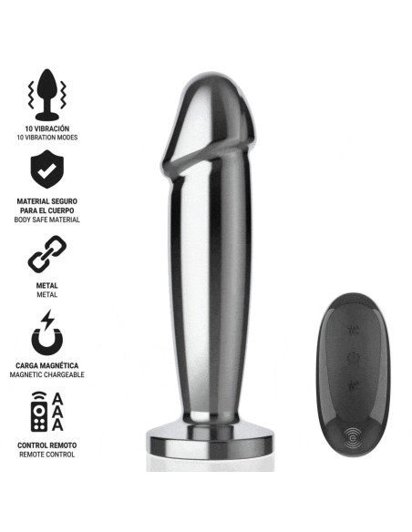 INTENSE PLUG ANAL 10 VIBRACIONES METAL EN FORMA DE DILDO CON CONTROL REMOTO M