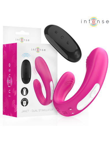 INTENSE JANET ESTIMULADOR Y VIBRADOR DUAL EN FORMA DE U CON CONTROL REMOTO ROSA