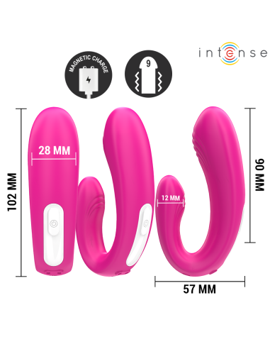 INTENSE JANET ESTIMULADOR Y VIBRADOR DUAL EN FORMA DE U CON CONTROL REMOTO ROSA