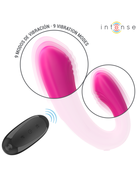 INTENSE JANET ESTIMULADOR Y VIBRADOR DUAL EN FORMA DE U CON CONTROL REMOTO ROSA