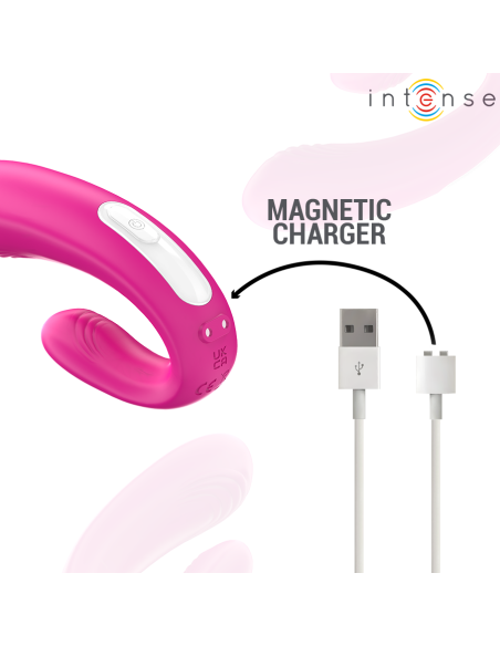 INTENSE JANET ESTIMULADOR Y VIBRADOR DUAL EN FORMA DE U CON CONTROL REMOTO ROSA