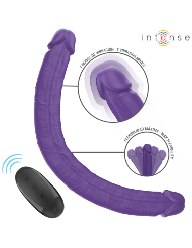 INTENSE GUNTER DILDO DOBLE VIBRADOR 40 CM MORADO CONTROL REMOTO