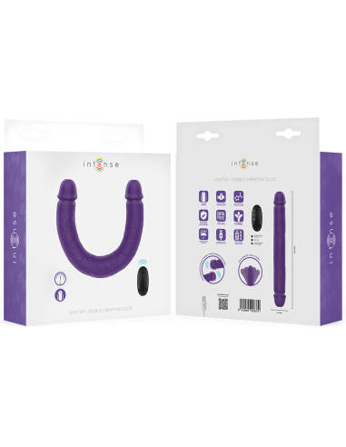 INTENSE GUNTER DILDO DOBLE VIBRADOR 40 CM MORADO CONTROL REMOTO