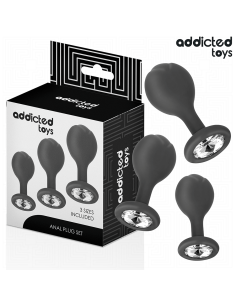 ADDICTED TOYS SET DE 3 PLUG SILICONA ANAL CON JOYA