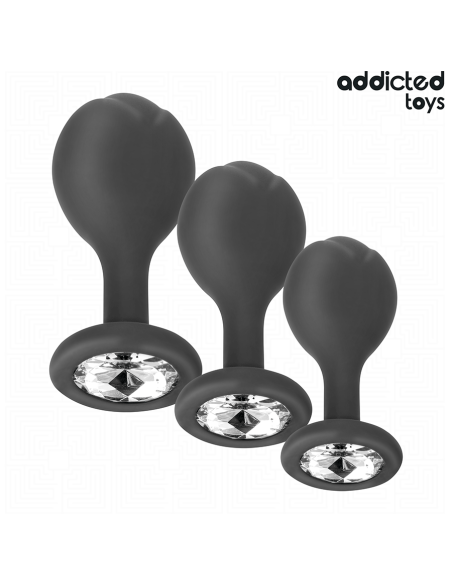 ADDICTED TOYS SET DE 3 PLUG SILICONA ANAL CON JOYA ADDICTED TOYS SET DE 3 PLUG SILICONA ANAL CON JOYA