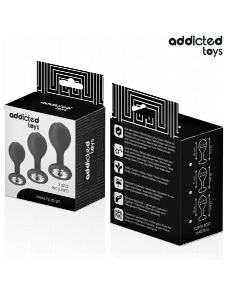 ADDICTED TOYS SET DE 3 PLUG SILICONA ANAL CON JOYA ADDICTED TOYS SET DE 3 PLUG SILICONA ANAL CON JOYA