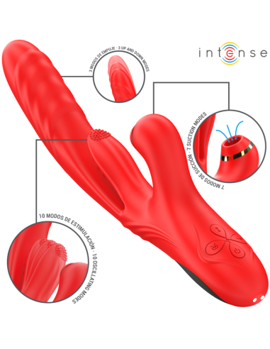INTENSE KAROL VIBRADOR MULTIFUNCIAN EMPUJE ESTIMULACIAN ONDAS ESTIMULADORAS ROJO
