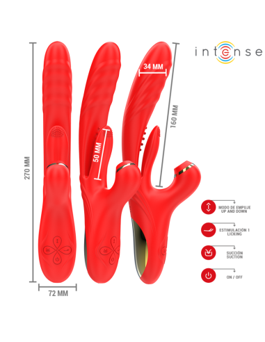 INTENSE KAROL VIBRADOR MULTIFUNCIAN EMPUJE ESTIMULACIAN ONDAS ESTIMULADORAS ROJO