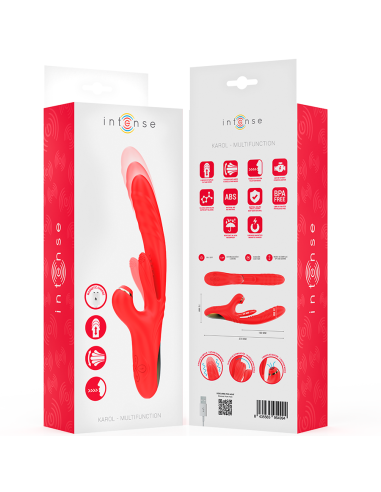 INTENSE KAROL VIBRADOR MULTIFUNCIAN EMPUJE ESTIMULACIAN ONDAS ESTIMULADORAS ROJO