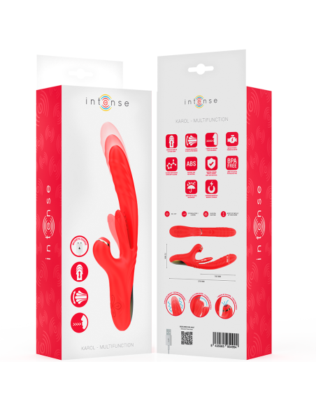 INTENSE KAROL VIBRADOR MULTIFUNCIAN EMPUJE ESTIMULACIAN ONDAS ESTIMULADORAS ROJO