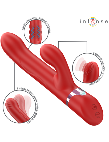 INTENSE LELE VIBRADOR MULTIFUNCIAN ROTATORIO OSCILACIAN ESTIMULACIAN ROJO