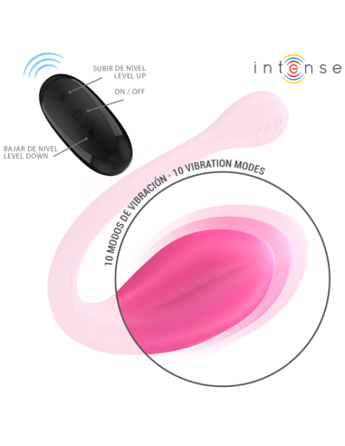 INTENSE JANICE VIBRADOR U DOBLE ESTIMULACIAN 10 VIBRACIONES ROSA CONTROL REMOTO