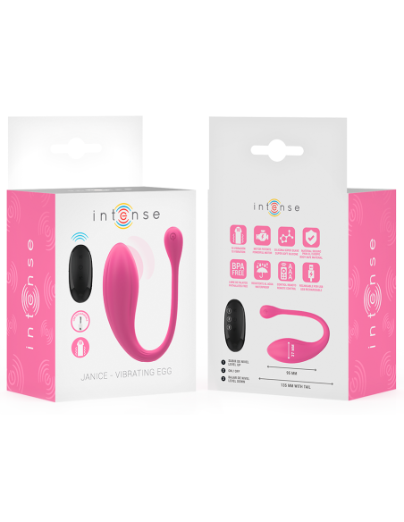 INTENSE JANICE VIBRADOR U DOBLE ESTIMULACIAN 10 VIBRACIONES ROSA CONTROL REMOTO