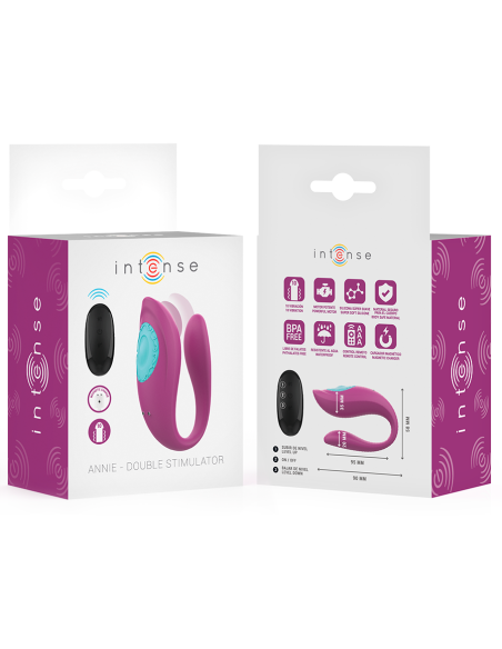INTENSE ANNIE ESTIMULADOR VIBRADOR FORMA DE U MORADO CONTROL REMOTO