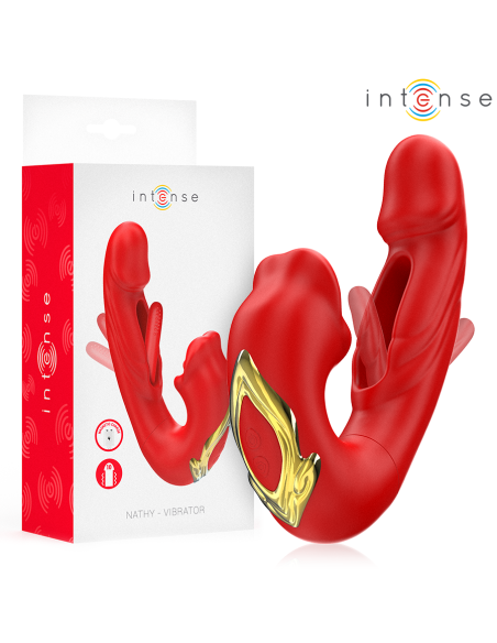 INTENSE NATHY VIBRADOR DOBLE CON BOCA ESTIMULADORA MULTIFUNCIAN ROJO