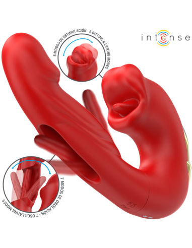 INTENSE NATHY VIBRADOR DOBLE CON BOCA ESTIMULADORA MULTIFUNCIAN ROJO