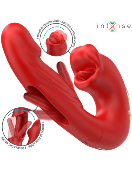 INTENSE NATHY VIBRADOR DOBLE CON BOCA ESTIMULADORA MULTIFUNCIAN ROJO