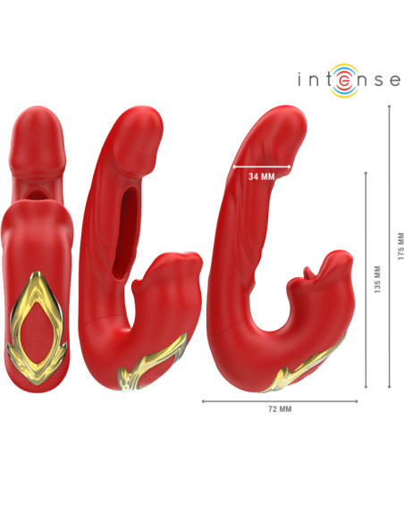 INTENSE NATHY VIBRADOR DOBLE CON BOCA ESTIMULADORA MULTIFUNCIAN ROJO
