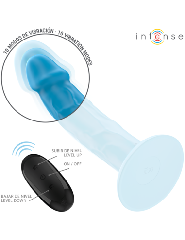 INTENSE PHOEBE VIBRADOR REALASTICO 10 VIBRACIONES AZUL CONTROL REMOTO