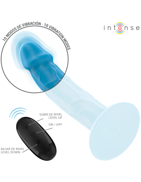 INTENSE PHOEBE VIBRADOR REALASTICO 10 VIBRACIONES AZUL CONTROL REMOTO