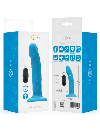 INTENSE PHOEBE VIBRADOR REALASTICO 10 VIBRACIONES AZUL CONTROL REMOTO