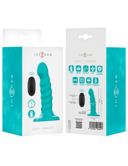 INTENSE BUFFY VIBRADOR TALLA S DISEAO EN ESPIRAL 10 VIBRACIONES AZUL CONTROL REMOTO