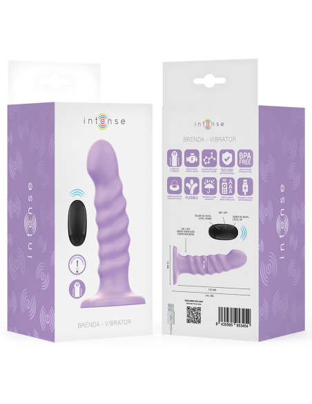 INTENSE BRENDA VIBRADOR TALLA M DISEAO EN ESPIRAL 10 VIBRACIONES MORADO CONTROL REMOTO