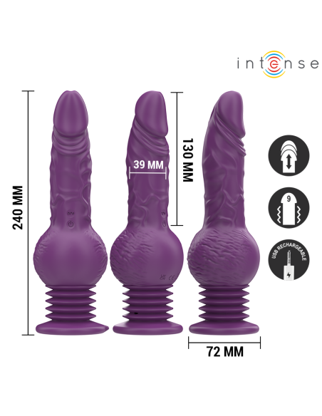 INTENSE TATUM VIBRADOR MULTIFUNCIAN CON VIBRACIAN UP AND DOWN 24 CM MORADO