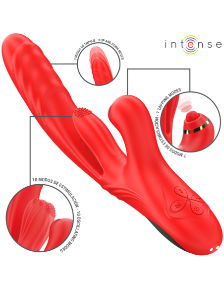 INTENSE ROSALIA VIBRADOR MULTIFUNCIAN 3 EN 1 ROJO