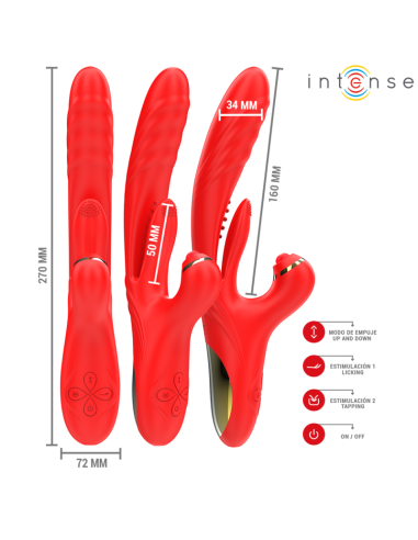 INTENSE ROSALIA VIBRADOR MULTIFUNCIAN 3 EN 1 ROJO