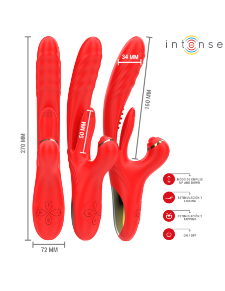 INTENSE ROSALIA VIBRADOR MULTIFUNCIAN 3 EN 1 ROJO