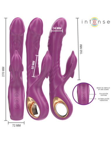 INTENSE HALLE VIBRADOR MULTIFUNCIAN CON LENGUA ESTIMULADORA EN FORMA DE DELFAN MORADO