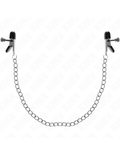 KINK PINZAS PARA PEZONES PLANAS NEGRO CON CADENA PLATEADO 34 CM